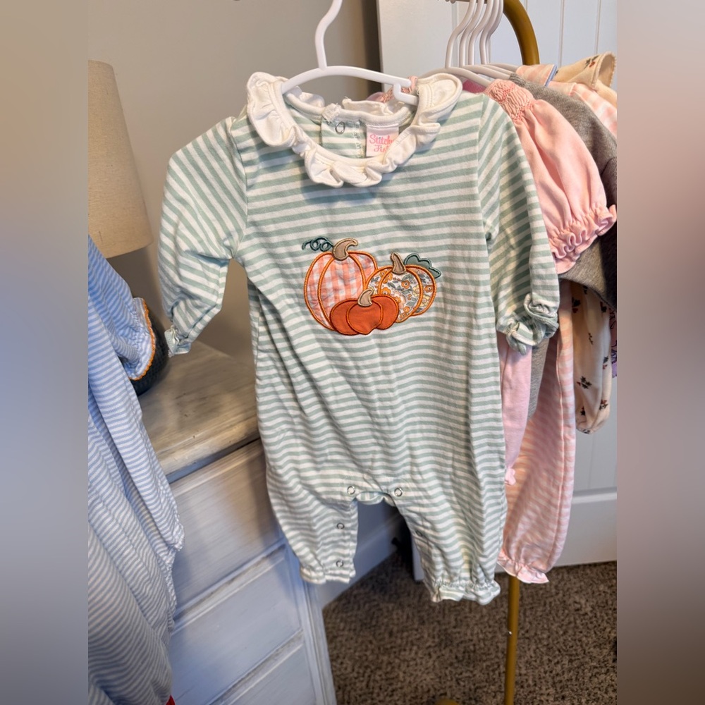 Pumpkin Embroidered Romper